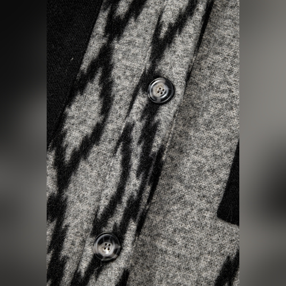 Grey Aztec Loose Oversize Fleece Shacket Layering Piece - Picture 7 of 12